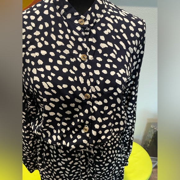 Women's | Midi Dress | Polka Dot | Small | Vintage Feel | Tie Waist | Black/Navy - Picture 6 of 16